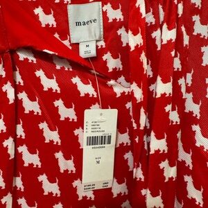 Maeve “The Caroline” Red Dress with White Dog Pattern from Anthropologie